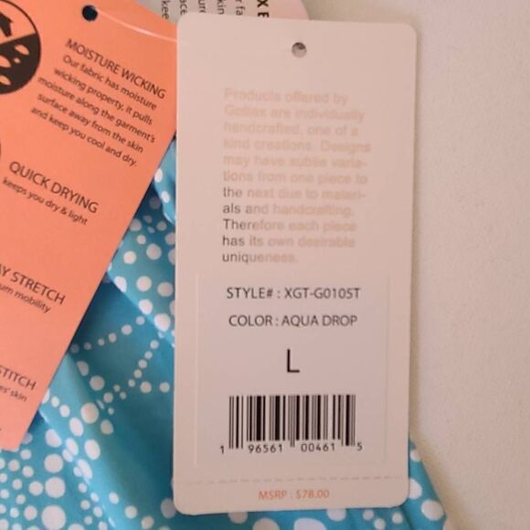 X By GOTTEX Womens Polkadot Pullover Activewear Top Aqua White Size Large NWT - Picture 11 of 13